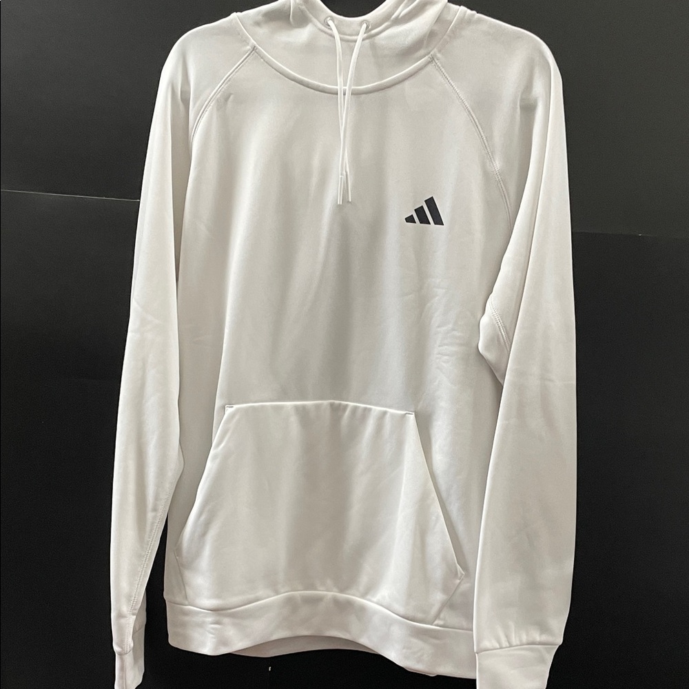 Adidas Men's White Hoodie with Black Logo